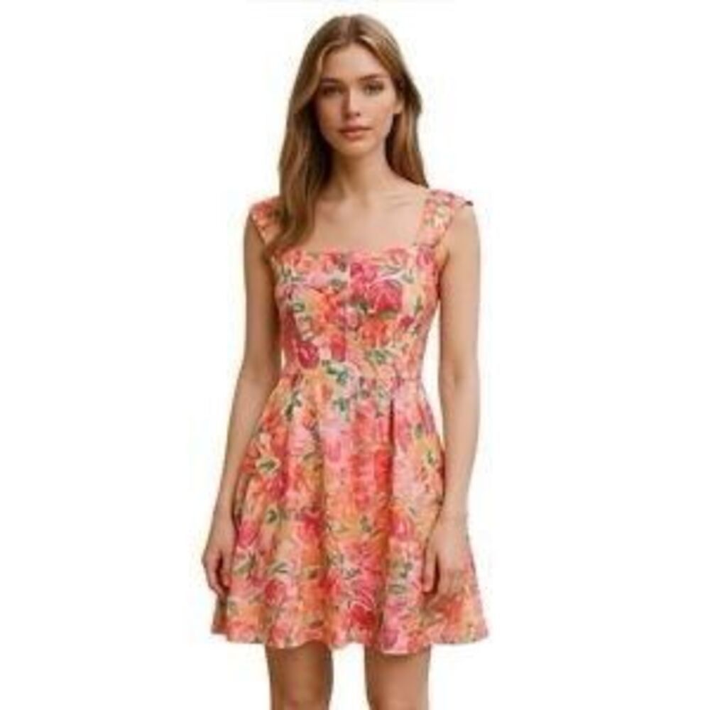 Vince Camuto Women's Floral Sweetheart Mini Dress Size 10 M11